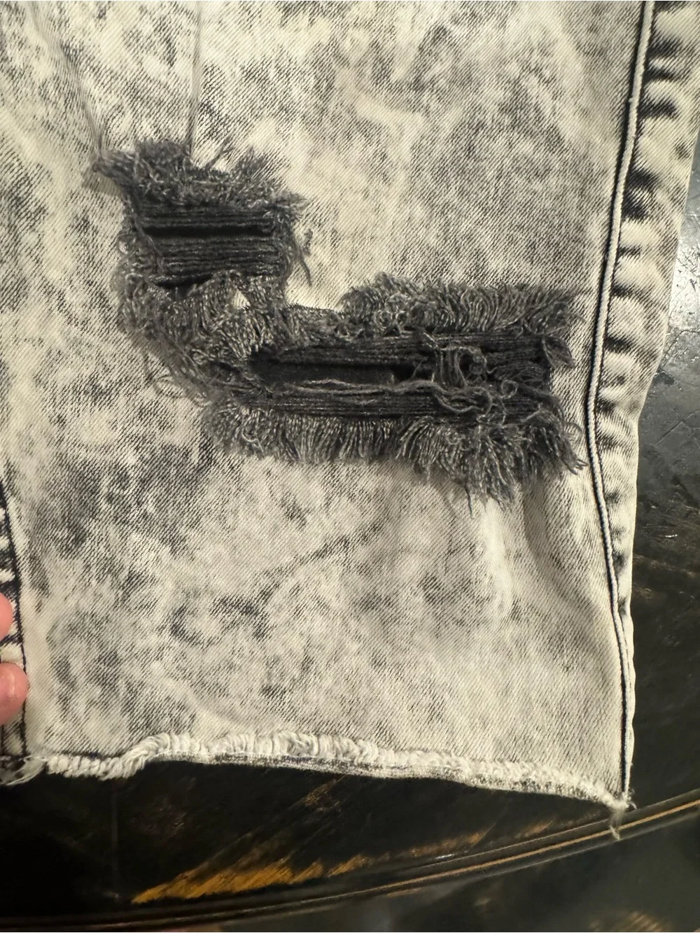 H&M’s Men's Acid Wash Black Denim Shorts - Distressed Style